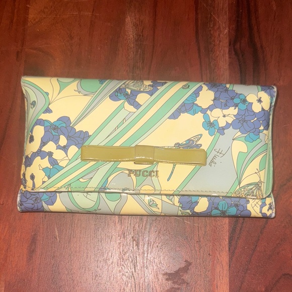 Emilio Pucci Handbags - Emilio Pucci Blue and Green Floral Clutch